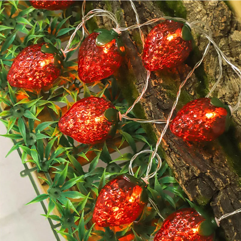 

LED Light String 20Leds Pineapple Strawberry Halloween Decorations Lights Battery Fairy Lamps Halloween Thanksgiving Decorations