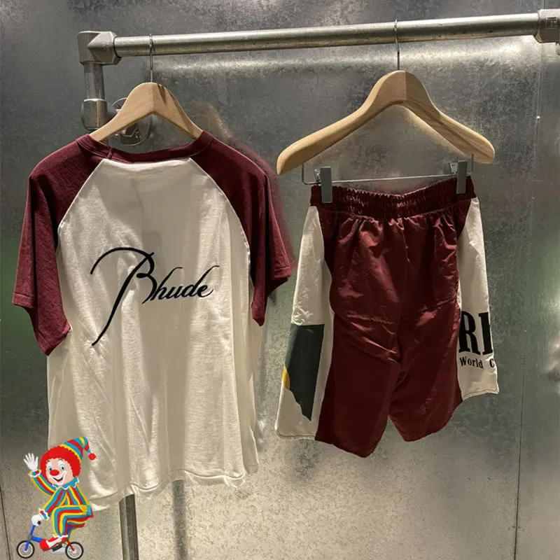 

RHUDE T Shirts Embroidery Letter Print Casual Patchwork Short Sleeve RH T-shirt