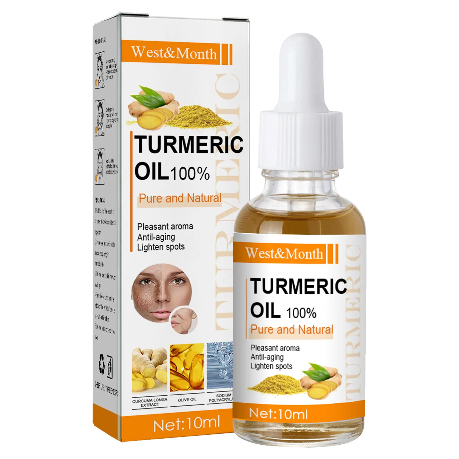 

10ml Turmeric Essential Oil Organic Turmeric Face Oil 100% Natural & Pure Turmeric Oil For Moisturizing Tightening Brightening