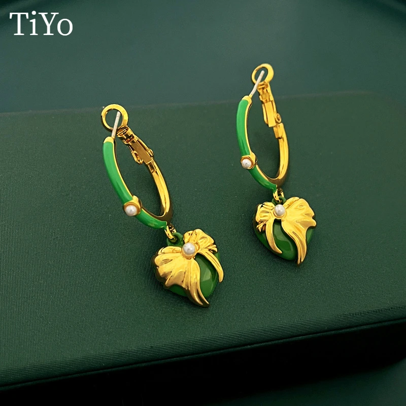

Fashion Jewelry 925 Silver Needle Heart Earrings 2022 Trend New Hot Sale High Quality Copper Green Earrings For Women Gift