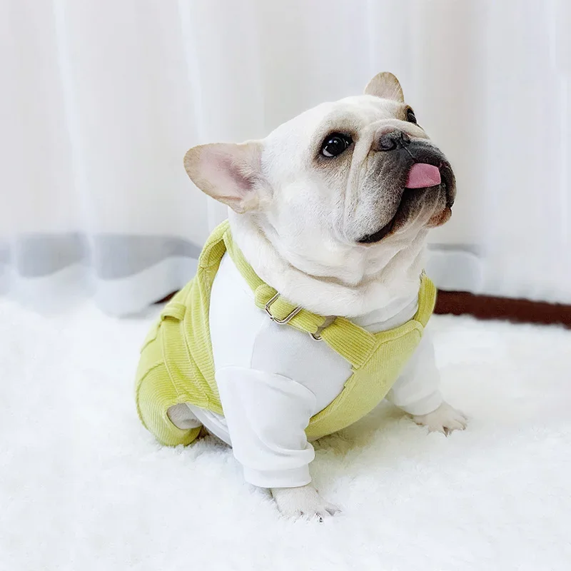 

Corduroy Pug Corgi Pet Shoulder Straps Puppy Outftis Dog Jumpsuit Pet Clothes Designer French Bulldog Dog Clothes Frenchie