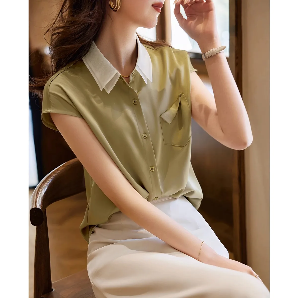 

Fashion ladies shirts New elegant Women's Blouses 2023 Spring Summer short Sleeve Shirts Tops Blusas Mujer