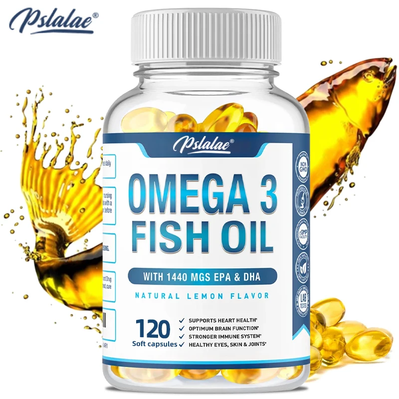 

Omega 3 Fish Oil Capsules, Triple Action EPA & DHA - Supports Brain, Skin, Eyes, Joints & Heart - No Burp 120 Capsules