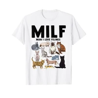 milf man i love felines funny cat vintage t shirt best gift idea for cat mom or cat dad cute aesthetic clothes graphic tee tops