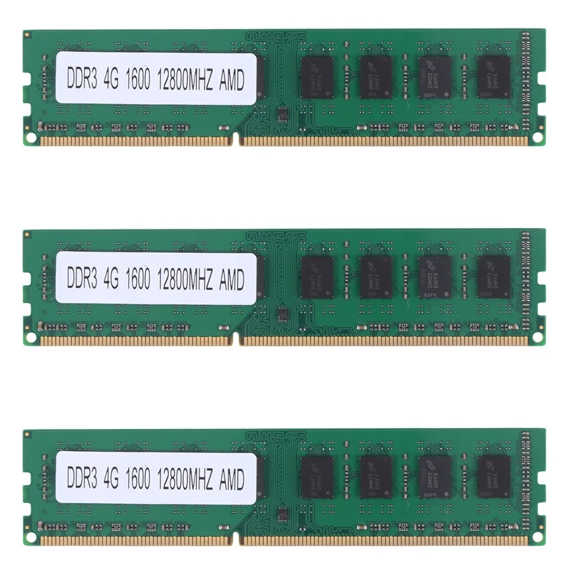 

3X DDR3 4GB Memory Ram PC3-12800 1.5V 1600Mhz 240 Pin Desktop Memory DIMM Unbuffered and Non-ECC