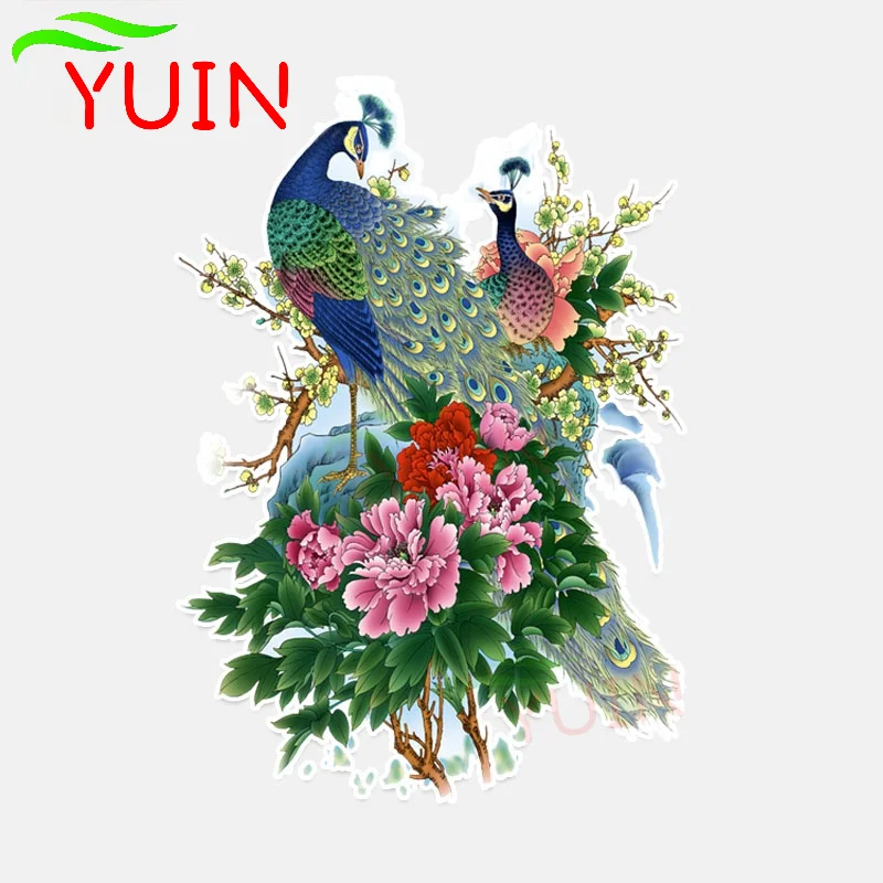 

Fashion Car Sticker Coolest Peacock Peony Flower Decals PVC Bumper Decoration Accessories Motorcycle Waterproof Decal 18*13cm