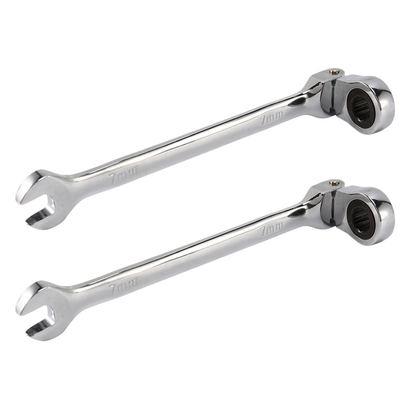 

AT14 2X 7Mm Flexible Head Ratchet Action Wrench Spanner Nut Tool