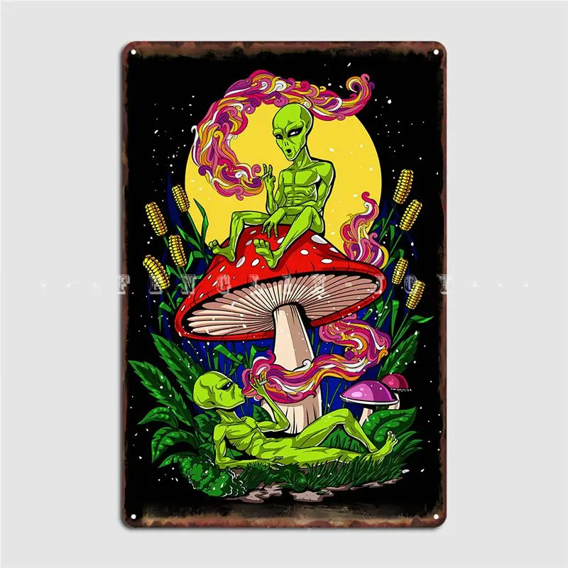 

Пришельцы магический гриб Weedes металлический знак настенная пещера классическая гостиная стена Жестяная Табличка с надписью постеры