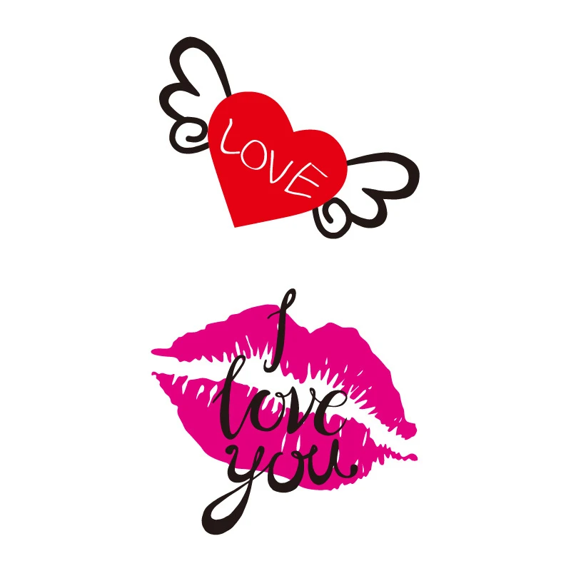 

New Sexy Lips Temporary Tattoo Sticker Sweet Love Heat Kiss Waterproof Tatoo Art Letter Love You Fake Tattoos Stickers