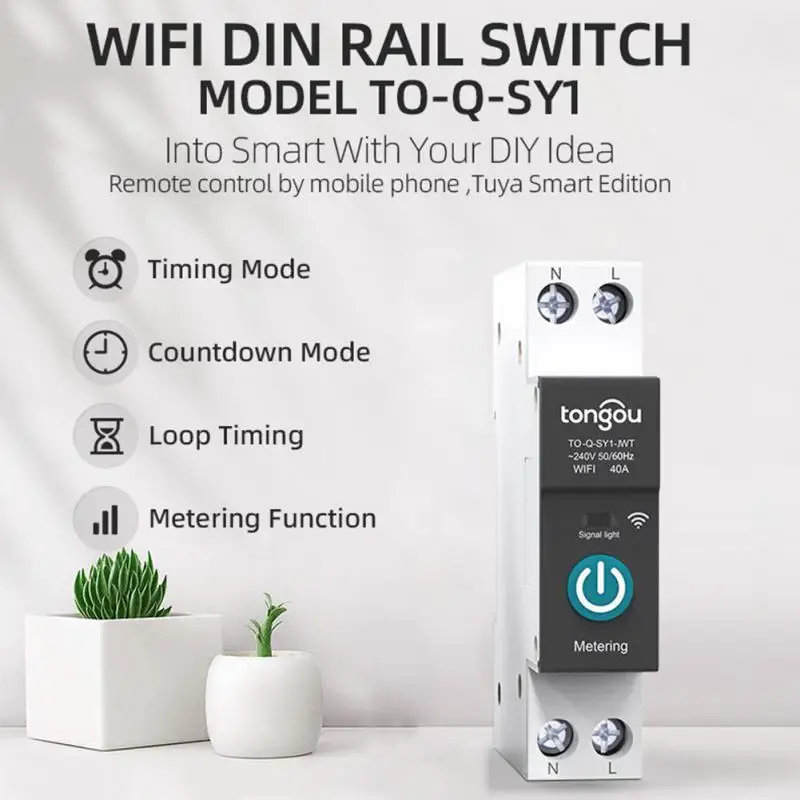 

Умный автоматический выключатель Tuya Zigbee/Wifi, 1P 63a, Din-рейка для умного дома, дистанционное управление, переключатель с приложением для измерен...