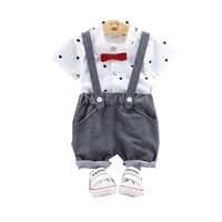 baby boys gentleman outfits suits polka dot printing short sleeve shirt with bow tie bib pants overalls clothes set