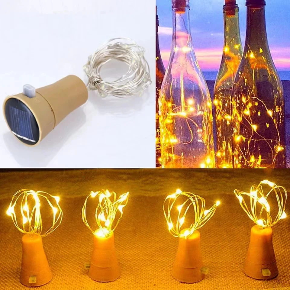 

1M 2M Waterproof Copper Wire LED Solar Cork Light String Fairy Fairy Light Christmas Lights Wedding Banquet Garden Decoration