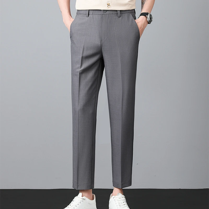 

DELIY Casual Trousers Ankle Slim Korean Straight Trousers Designer Clothes Vintage Pants Harajuku Men Designer Clothes