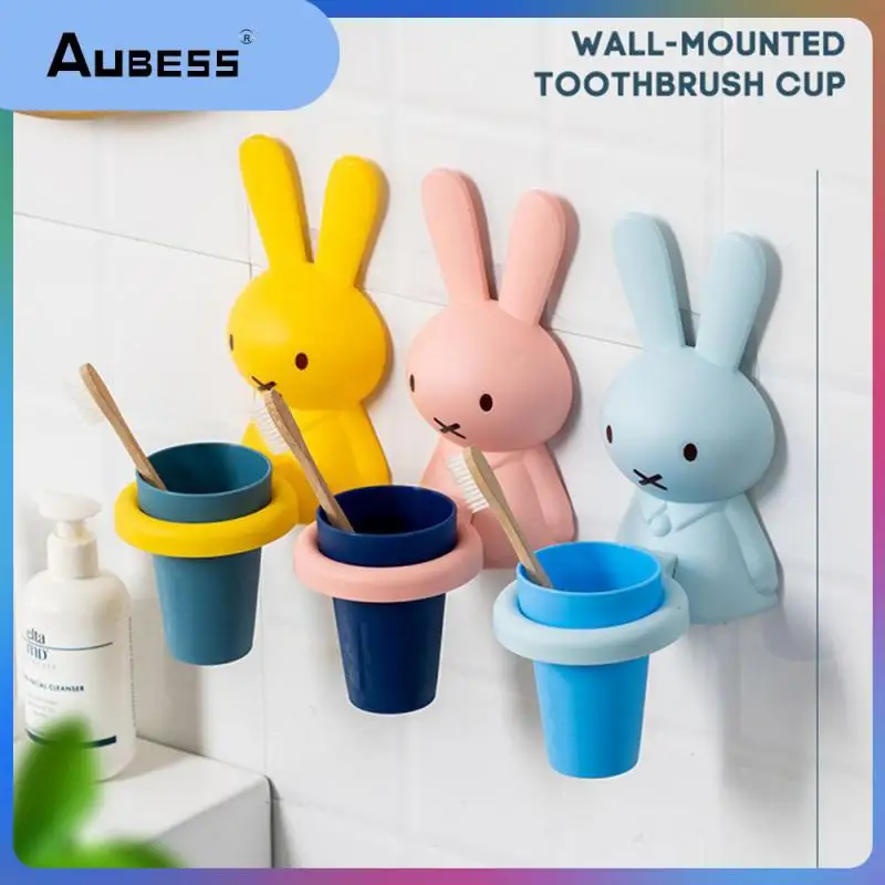 Interesting Toothbrush Cup Holder Space Saving Washing Cup Set For Boys And Girls Cute Socket Cartoon Style