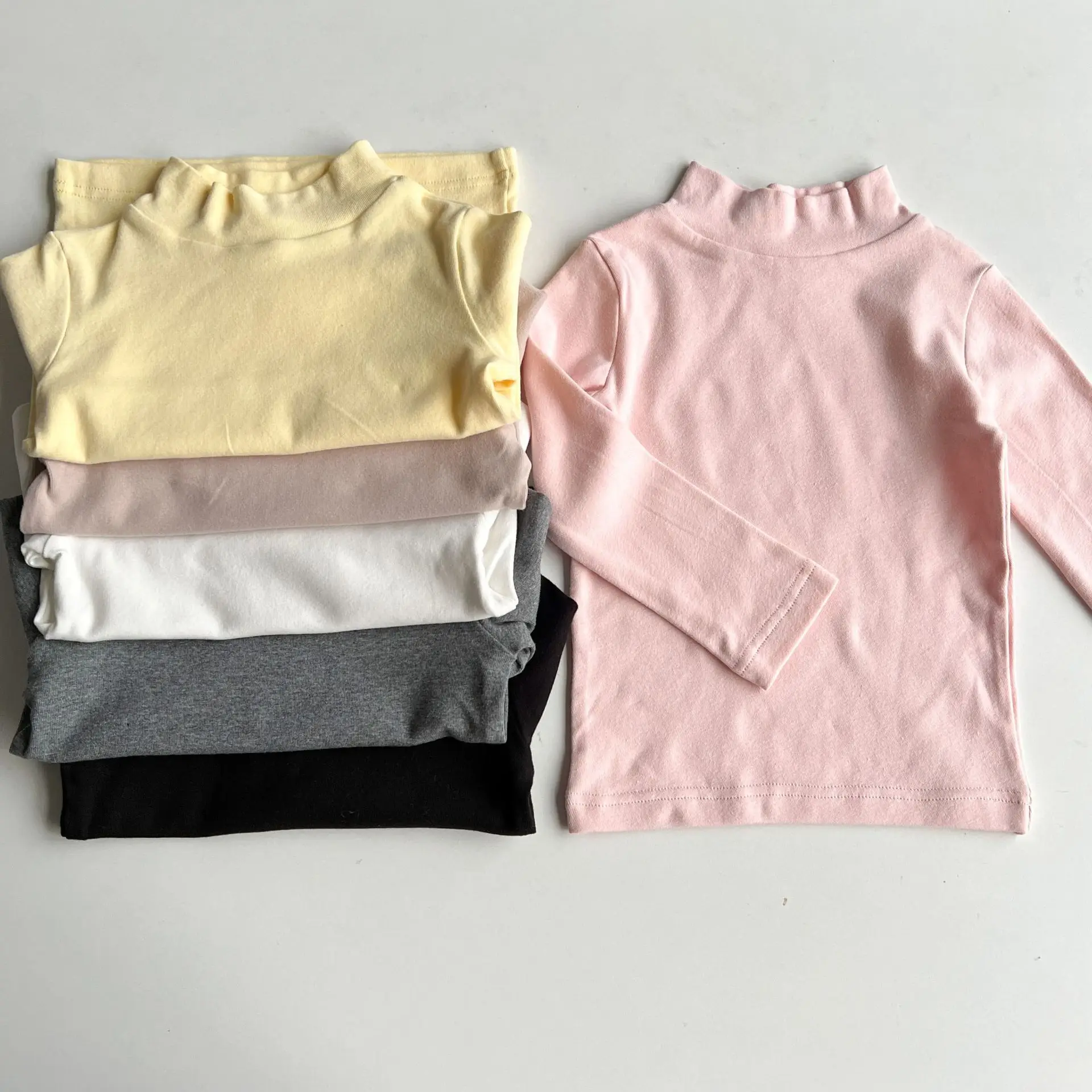 

2022 Autumn Winter New Baby Solid Long Sleeves Bottoming Shirt Kid Girl Cotton T-shirt Children Boy Casual Tops Toddler Clothes