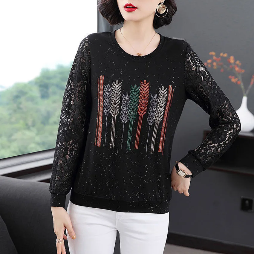 

2023 New Spring Fashion 100% Cotton T Shirt Woman O Neck Long Sleeve T-shirt Woman Korean Style Shirt Women Shirt Top