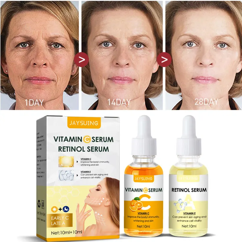 

Vitamin C Whitening Freckle Serum Lift Firm Remove Melasma Dark Spots Melanin Pigmentation Remover Brighten Skin Anti-Aging 2PCS