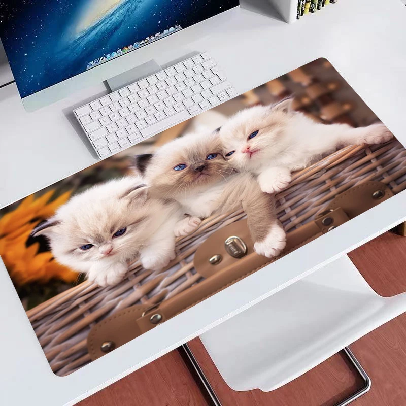 

Игровой коврик для мыши 900x400, милые котята Xxl, коврик для мыши, аксессуары для игровых ПК, Настольный коврик, крутые Противоскользящие коврик...