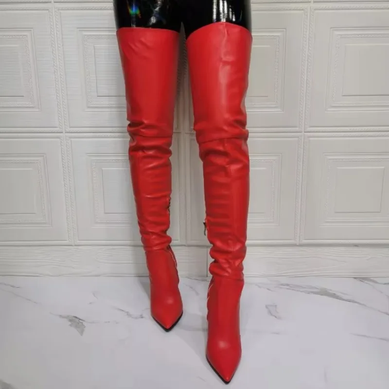 ASHIOFU New Hot Womens High Heels Boots Sexy Night-club Party Prom Over Knee Boots Real-pics Evening Fashion Red  Winter Boots (art.: 3920cb043ad63) - 3920cb043ad63