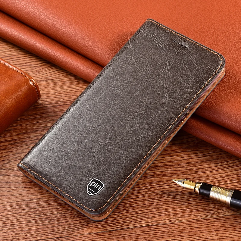 

Crazy Horse Genuine Leather Case for OPPO Realme 8 8i 7 7i 6 6i 5 5i 5s 3 3i Pro Plus Global India Magnetic Flip Cover