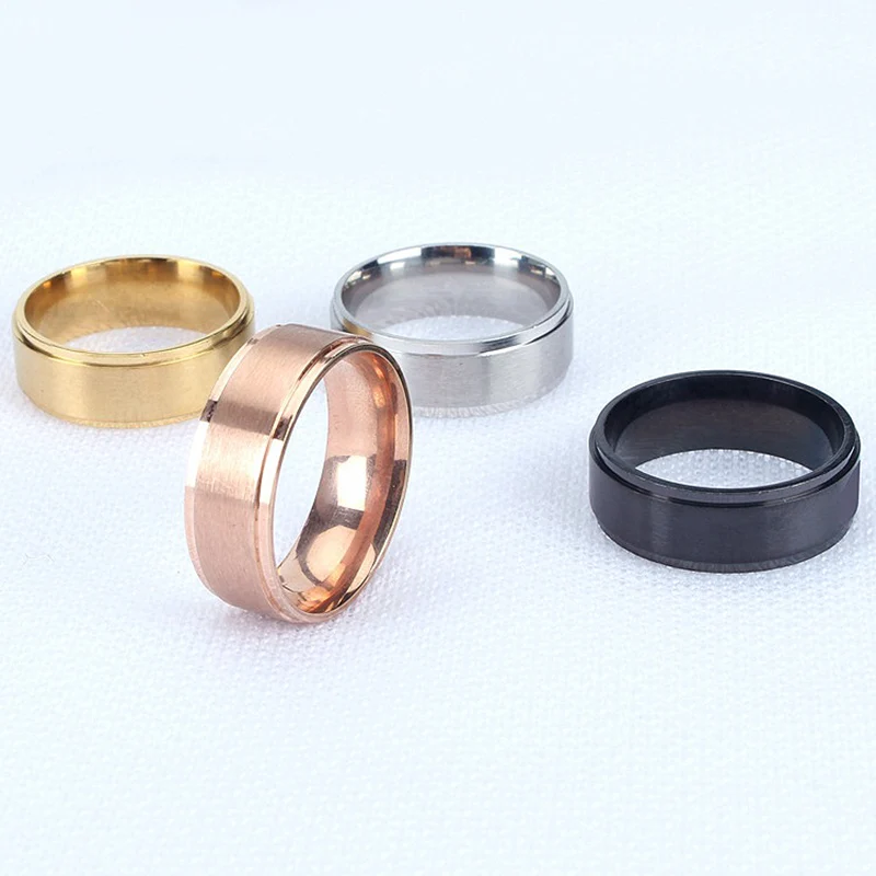 Широкое мужское кольцо из нержавеющей стали матовое золотистое серебристое