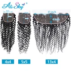 Прозрачные 4x4 5x5 кружевные зажимы только кудрявые 13x4 кружевная Фронтальная застежка 100% Реми кружево от уха до уха фронтальная только HD Дешевое небо