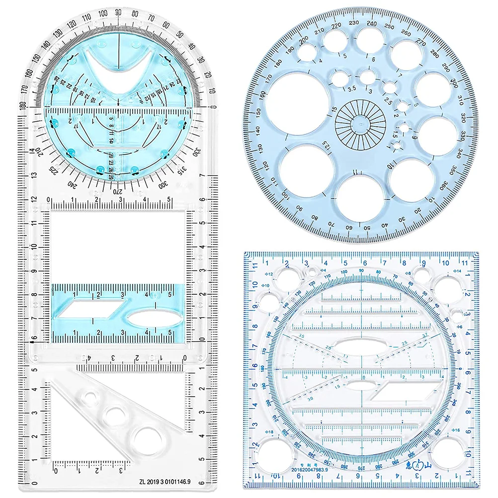 

1 Set Drawing Ruler Multifunctional Geometric Drafting Tool Ruler for School