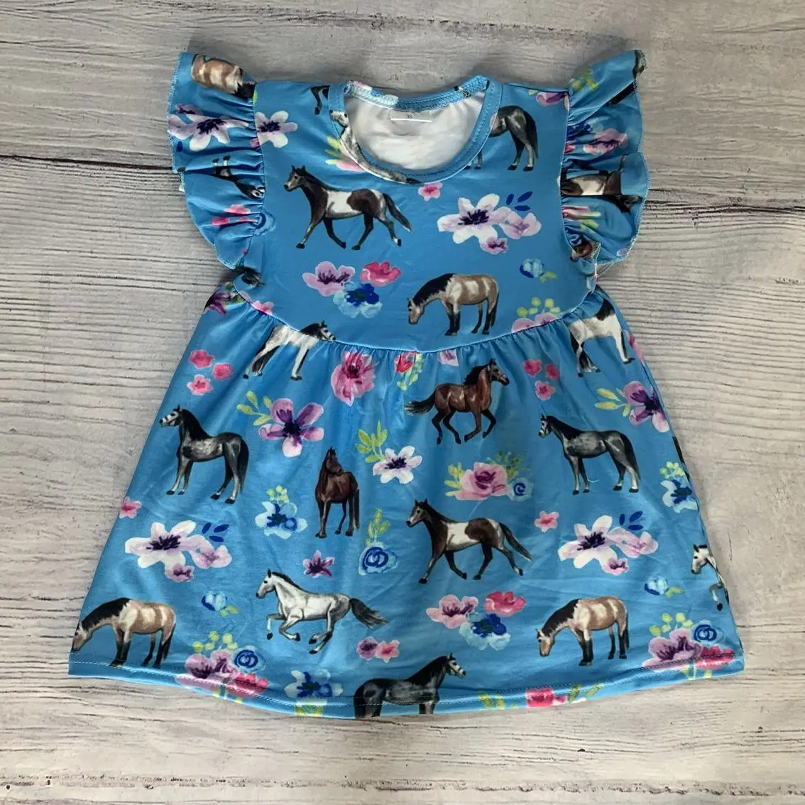 

Special Offer Sale Baby Girls small flying sleeve Milk Silk Ruffles Dress Knee Length Kids Clothing dress Short Sleeve Floral