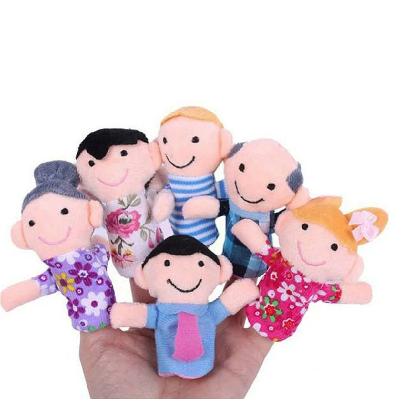 

6pcs/lot Family Finger Puppets Set Mini Plush Baby Toy Boys Girls Finger Puppets Educational Story Hand Puppet Cloth Doll Toys