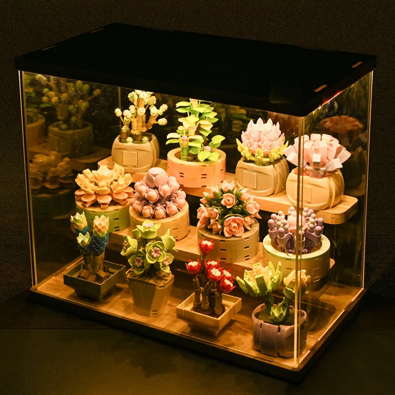 

Mini Succulent Potted Building Blocks Plant Flower Bonsai Desktop Decoration 3D Model Bricks DIY Toys Children Christmas Gifts