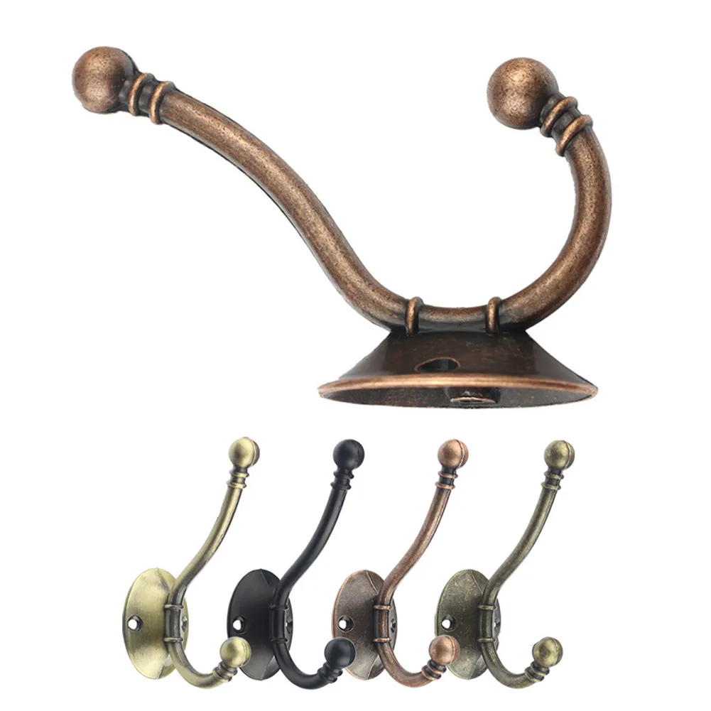 

2Pcs Robe Hooks Vintage Old Style Coat Hooks With Screw Hat Single Hook For Door Cabinet Holder European Style Color Randomly