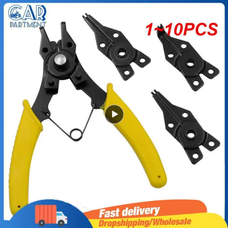 

1~10PCS In 1 Circlip Pliers Set Snap Ring Pliers Multi Crimp Removable Plier Head Retaining Circlip Pliers Hand Tools