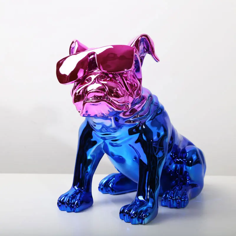 

Скандинавская фигурка собаки из смолы с гальваническим покрытием, скульптура бульдога, домашнее украшение, современный декор для гостиной, настольное украшение