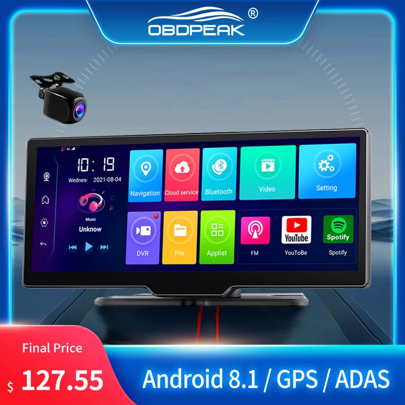 

Q98 Newest Car DVR Android 4G GPS Navigation Wifi 10.26" ADAS Dashboard DashCam 1080P FHD Dual Lens Video Dash Camera Recorder