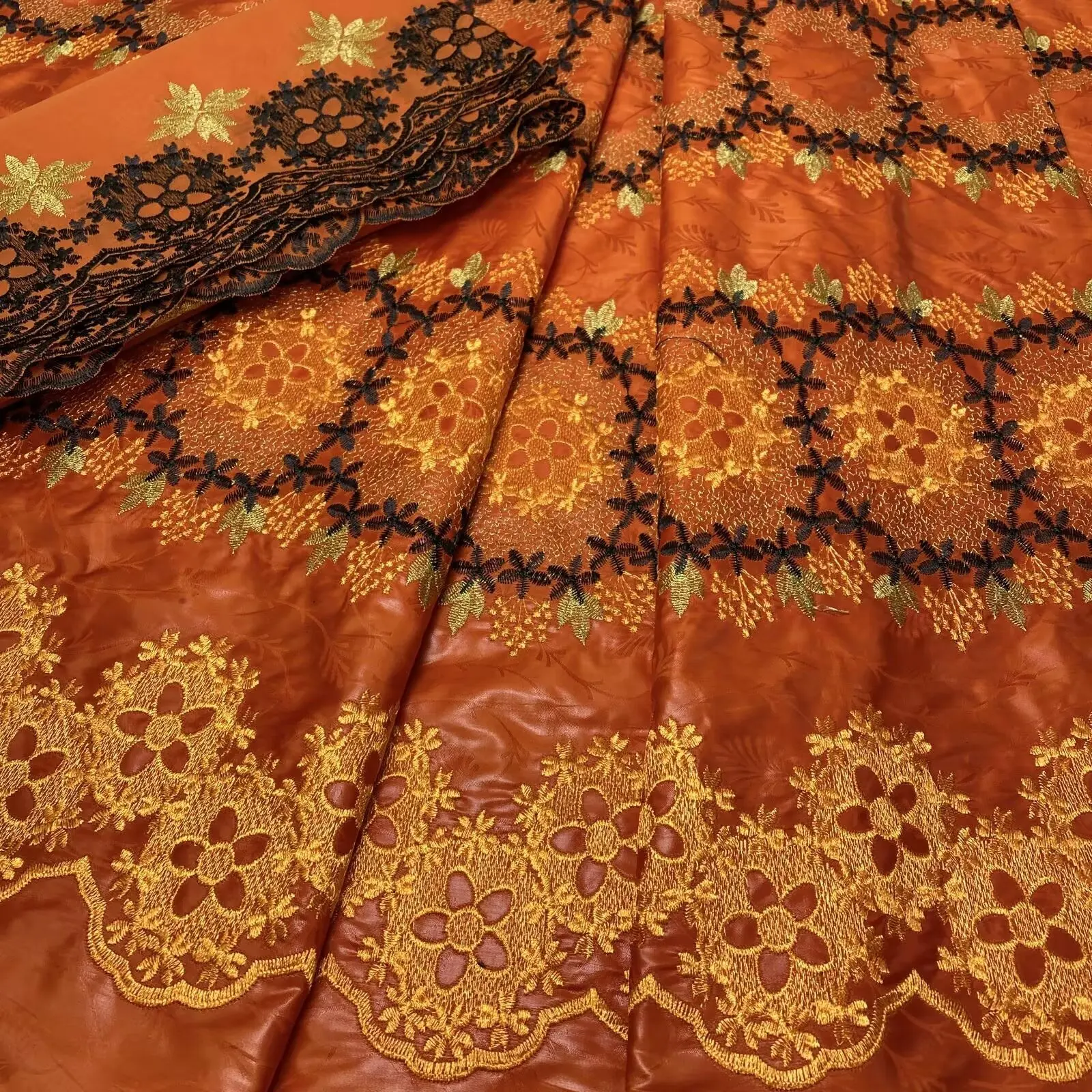 5 + 2 ярда Новое поступление красный африканский базин богатая ткань нигерийский