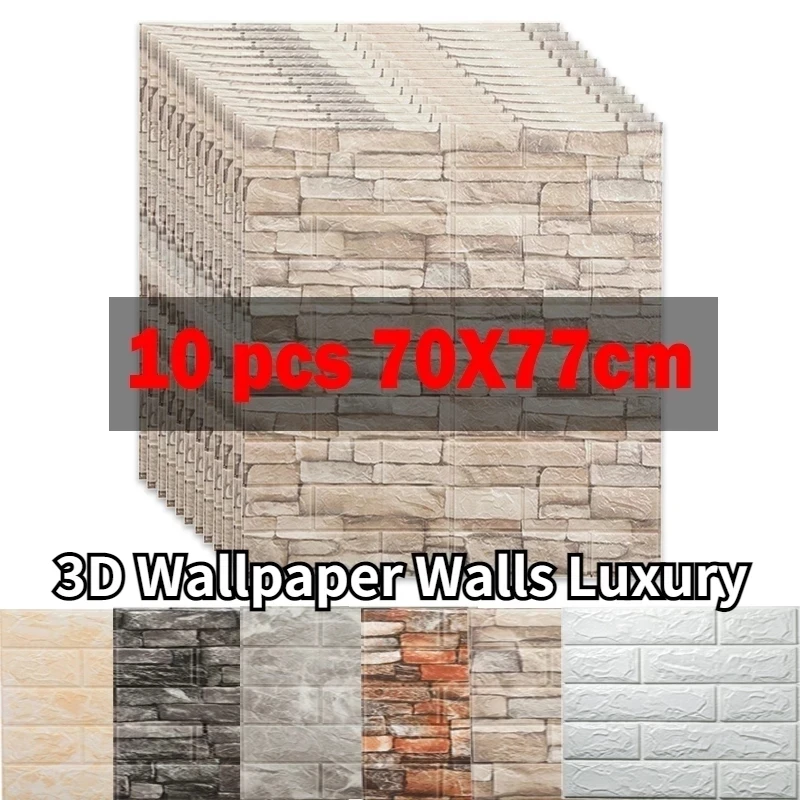

10Pcs Self Adhesive 3D Wall Stickers Panels Foam Wallpaper Living Room Bathroom Background Wall Home Luxury Decor Morden Sticker