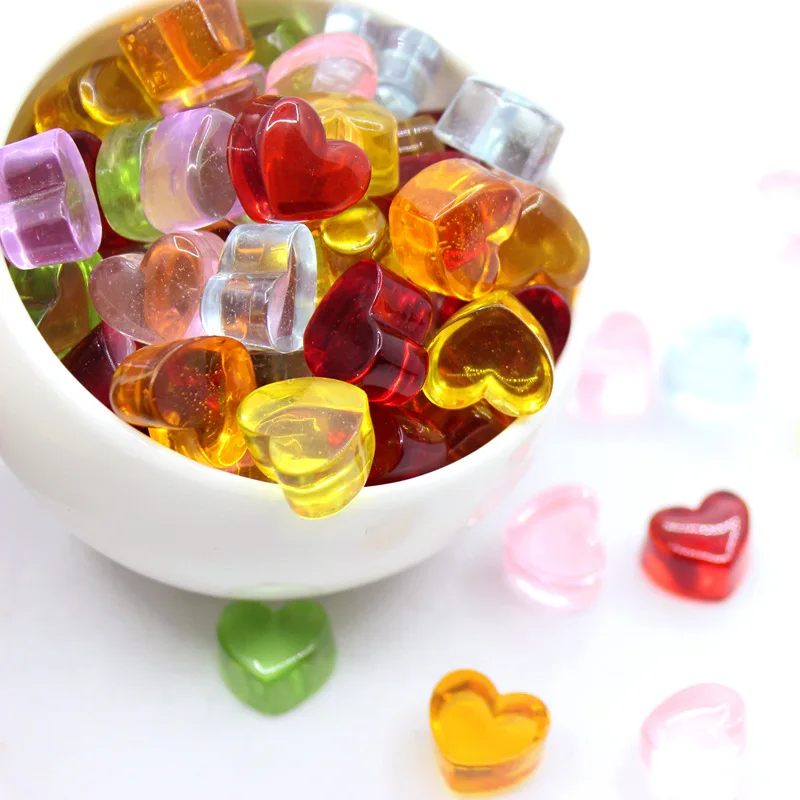 

20Pcs Mixed Heart Shape Simulation Candy Flatback Resin Cabochons Accessories DIY Phone Decoration Scrapbooking Craft 17*15mm