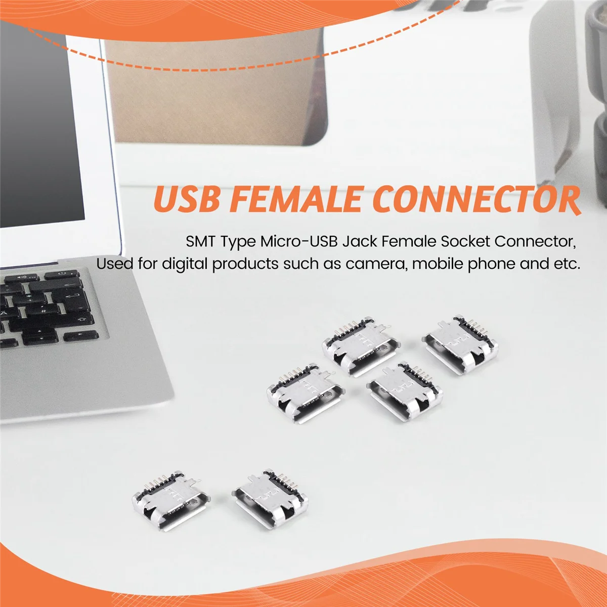 50 шт. PCB SMT Micro-USB Тип B 5-контактный гнездовой адаптер