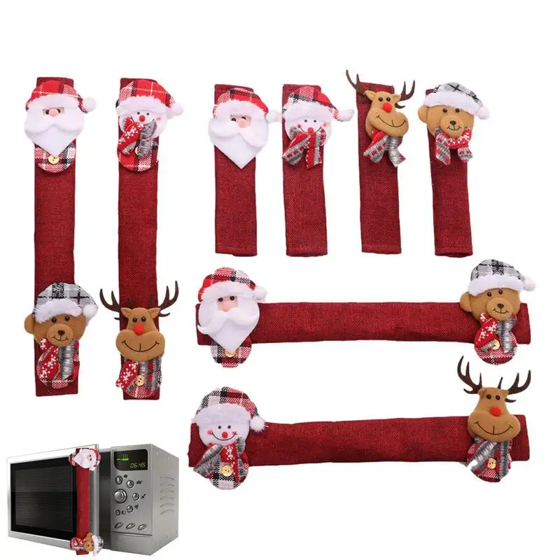 

Christmas Refrigerator Handle Covers 8PCS Dustproof Christmas Kitchen Decor With Snowman Keep Kitchen Appliance Clean Microwave