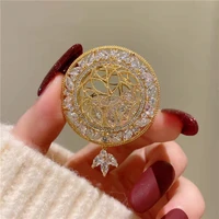 brooches for women luxury imitation crystal round corsage sweater suit pin accessories fine jewelry vintage brooch