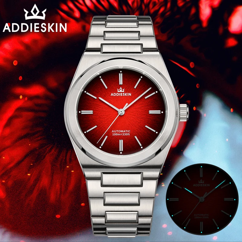 Фото Автоматические механические часы ADDIESKIN Miyota 9015 с градиентным светящимся циферблатом K001, водонепроницаемые до 100 м, с сапфировым стеклом, для дайвинга №5