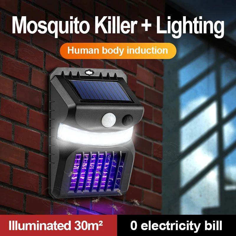 Солнечная перезаряжаемая светодиодная супер яркая уличная лампа УФ-ловушка для