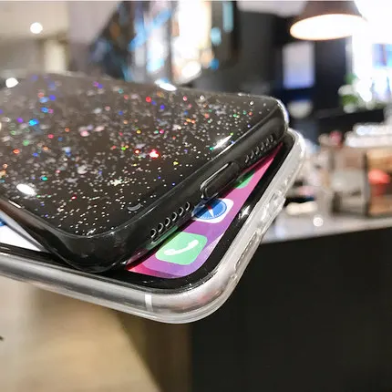 Блестящий чехол с блестками для iphone 8 7 Plus 6 6s 5 5s SE эпоксидной звездой и Луной 13 12 11