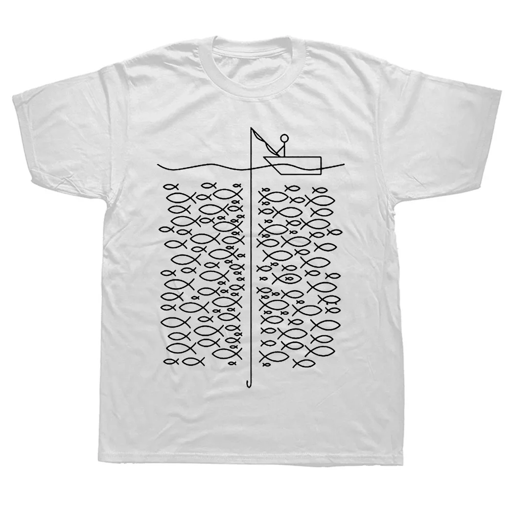 

Fishinger Men Short Sleeve O-neck Cotton T Shirt Novelty Fisherman Fish Print T-shirt Fashion Hip Hop Streetwear Tops Tees
