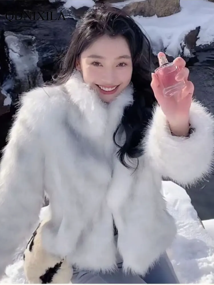 Winter Coat for Women 2022 Fox Fur Coat Women Short Thickened Wool Coat Environmental Protection Jacket Women Faux Fur Coat