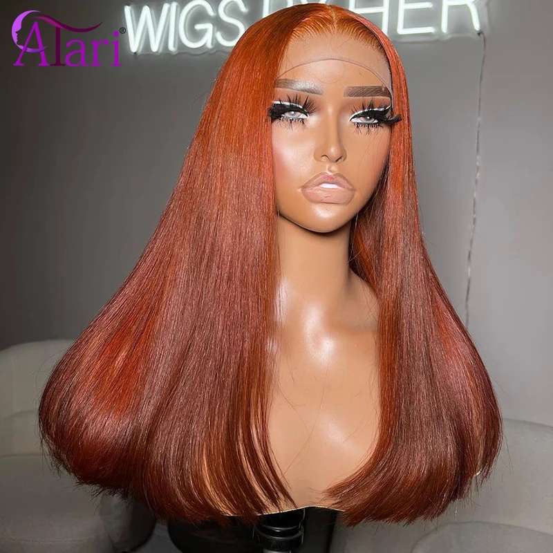 Transparent 13x4 13x6 Lace Frontal Wig Ginger Orange Straight Human Hair Wigs for Black Women Pre Plucked 5x5 Lace Closure Wig