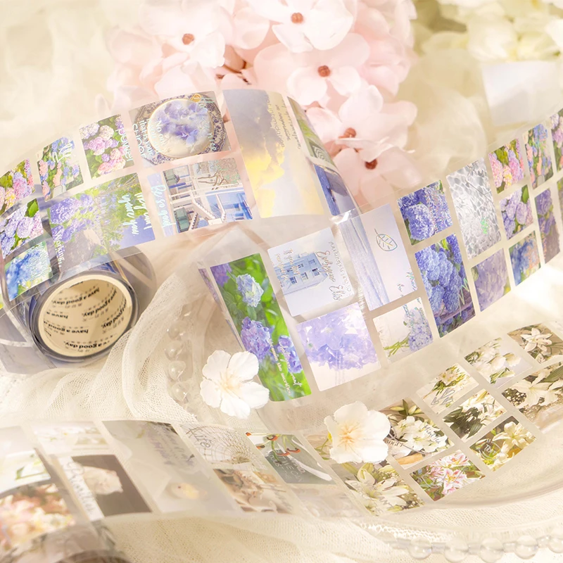 

1 rolls Tape hot silver tulip sunflower rose butterfly plant flower art fresh simple elegant collage sticker 8 types 5.5cm*2m