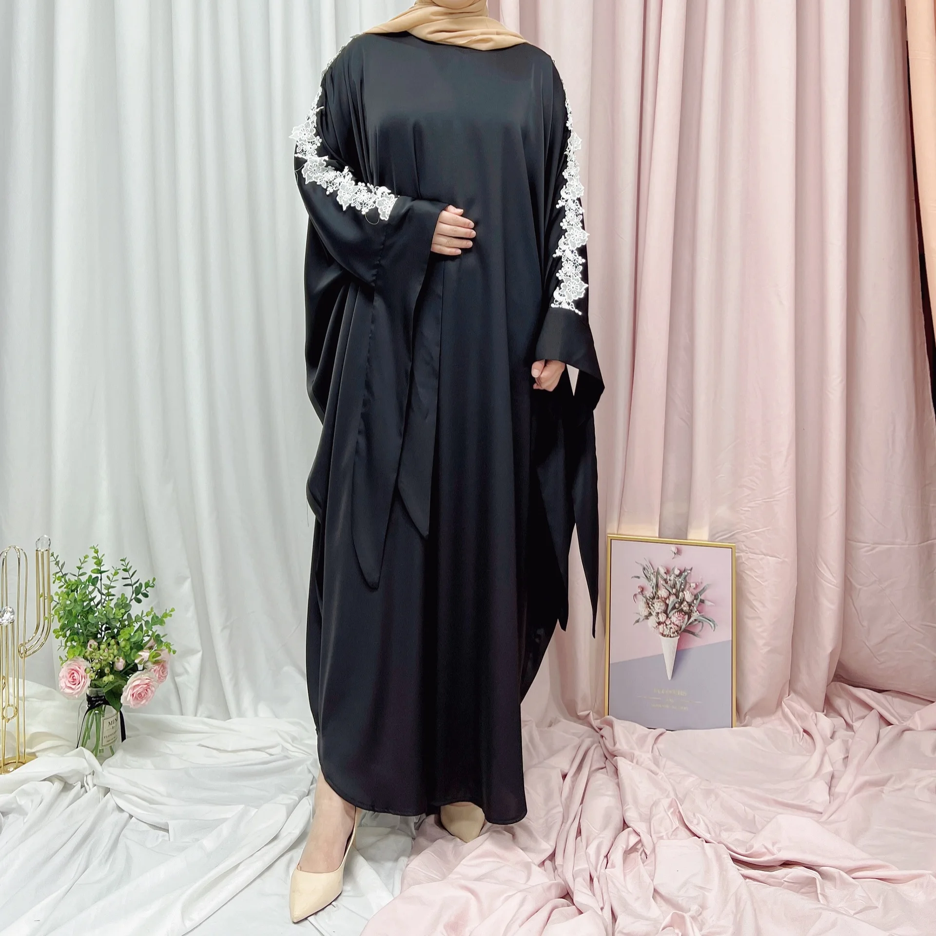 Рамадан ИД шифоновое открытое абайя кимоно Дубай мягкие рукава с буфами мусульманский хиджаб платье Турция ислам одежда кафтан