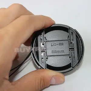 52mm Plastic Center Pinch Snap on Front Cap Cover for Camera Lens Filters with Anti-lose Cord