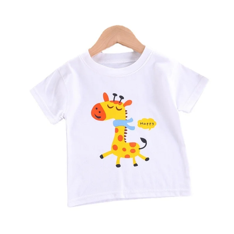 

Детская Хлопковая футболка с коротким рукавом, с мультяшным принтом